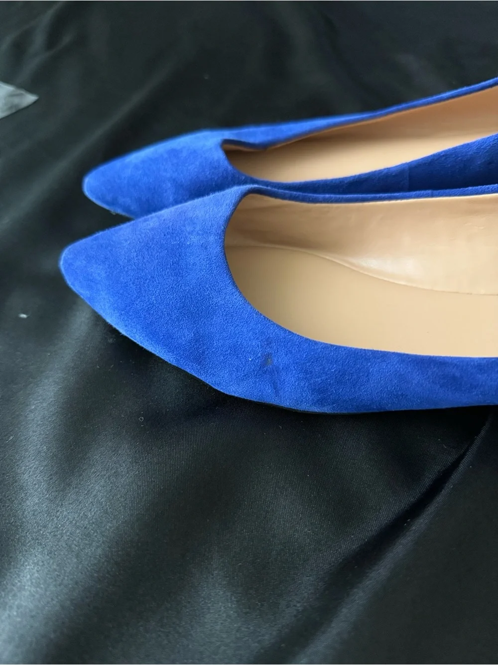 Audrey Brooke Electric Blue Pointed Toe Suede Flats